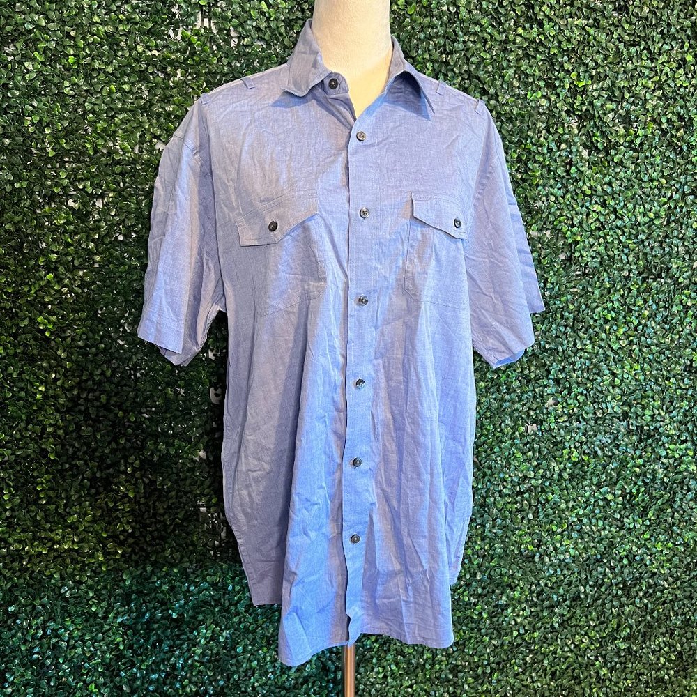 Banana Republic Blue Short Sleeve Button Down Shirt Size XL (16-16/5)